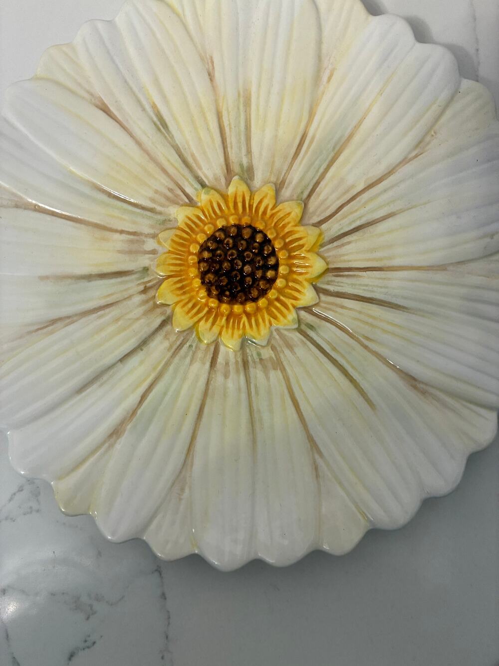 Maxcera Plate Golden Sunflower Handpainted Ceramic 8" Country Farmhouse
